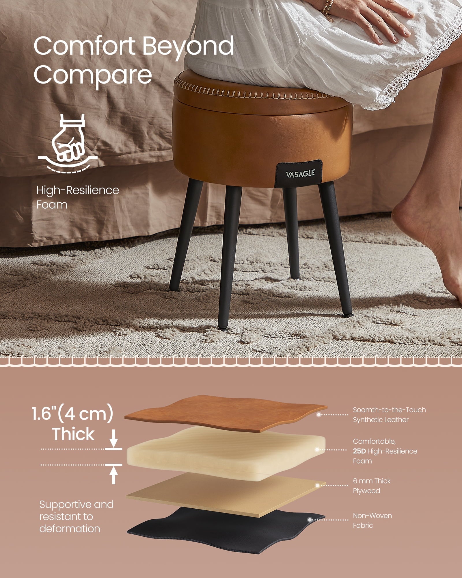 VASAGLE ottoman as footstool