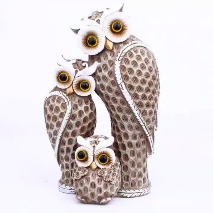 Modern minimalist three family owl animal light luxury decorations, home decor, living room, desk crafts