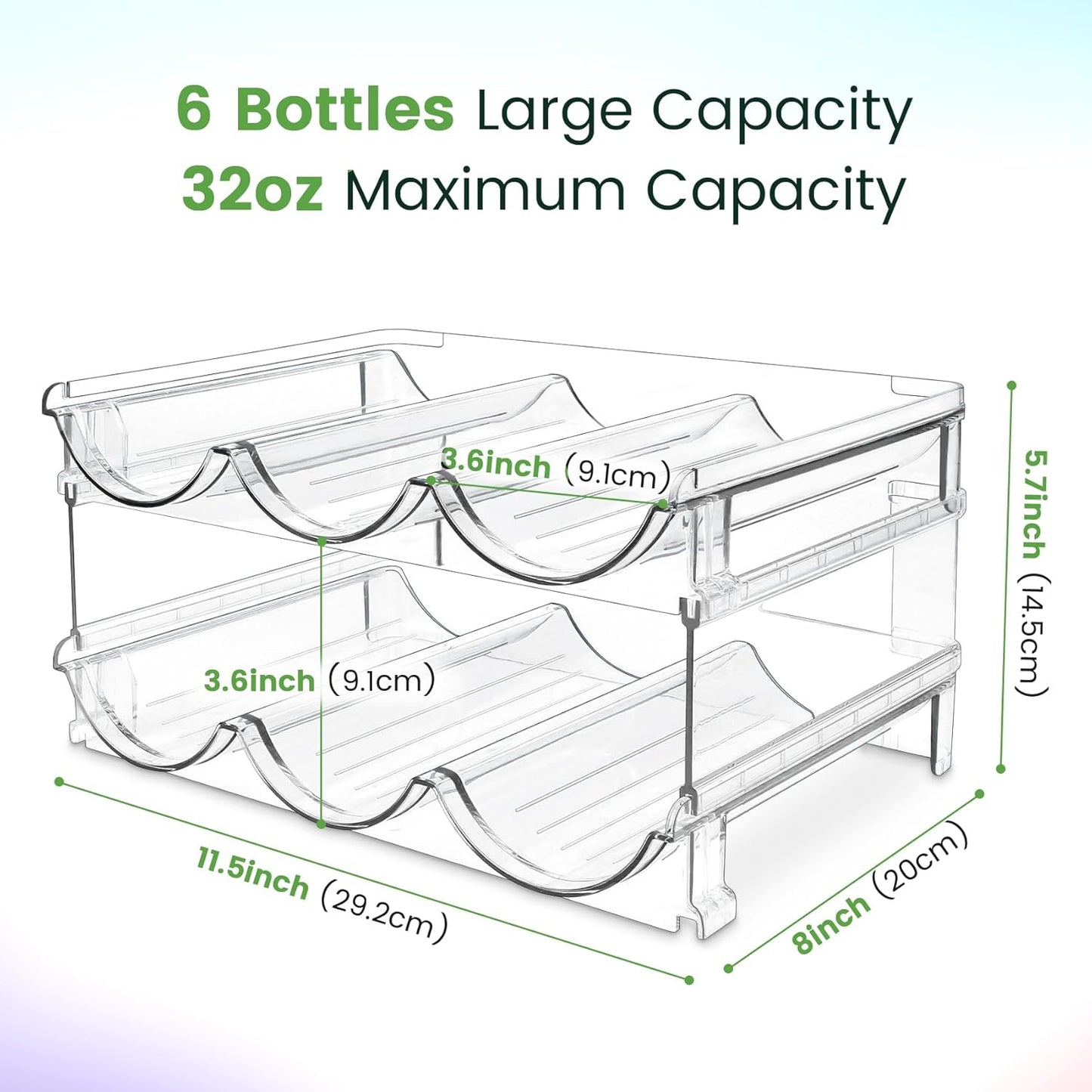 Water bottle organizer in cabinet
