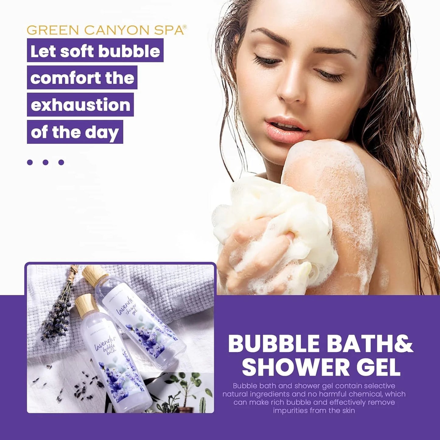 Bath Gift Sets for Women, 11Pcs Lavender Spa Baskets Gift Kits, Relaxing Birthday Mothers Day Gifts for Mom Her