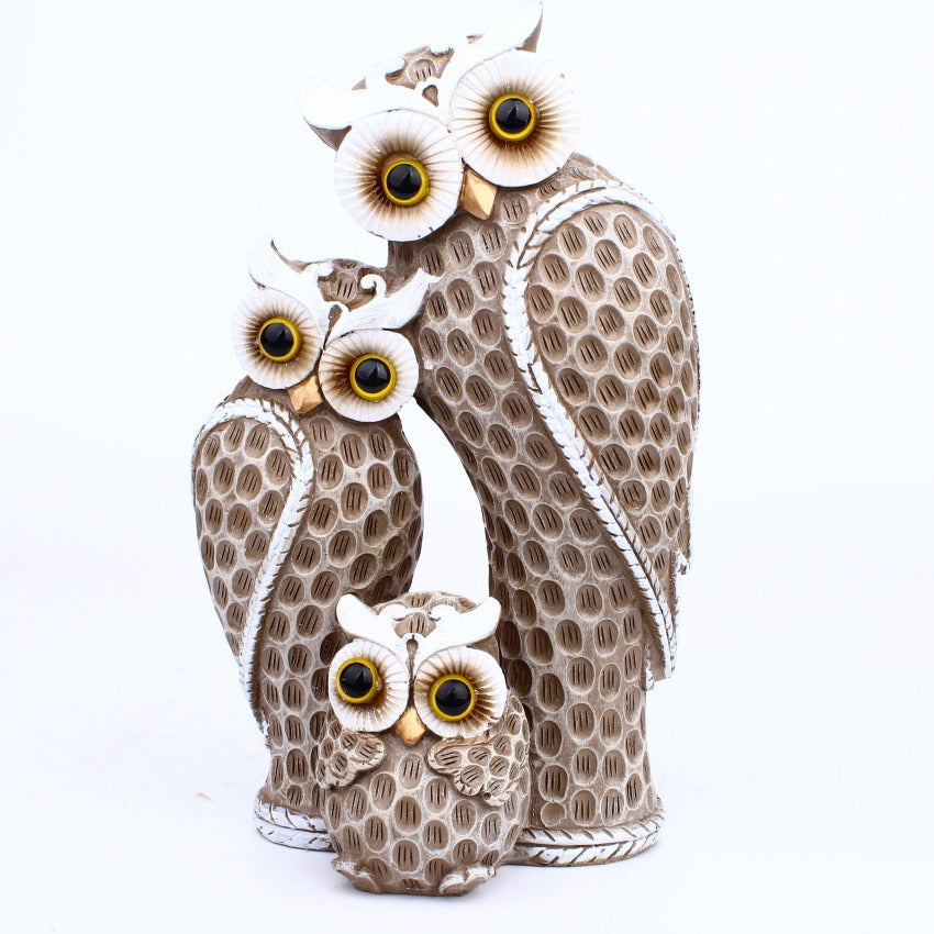 Modern minimalist three family owl animal light luxury decorations, home decor, living room, desk crafts