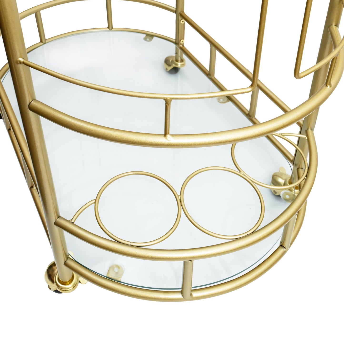 Fitzgerald bar cart glass shelves detail