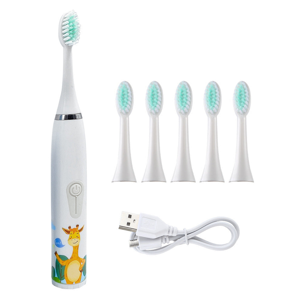 3-Speed Sonic Children's Electric Toothbrush USB Household Soft Bristle Brush Head Toothbrush Portable Cartoon Toothbrush Waterproof