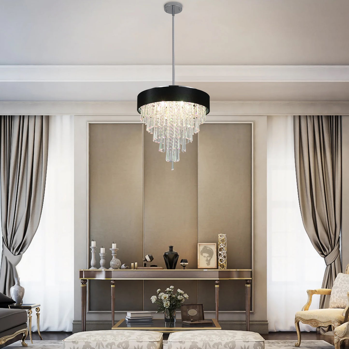 Modern Crystal Chandelier for  Living-Room Round Cristal Lamp Luxury Home Decor  Light Fixture