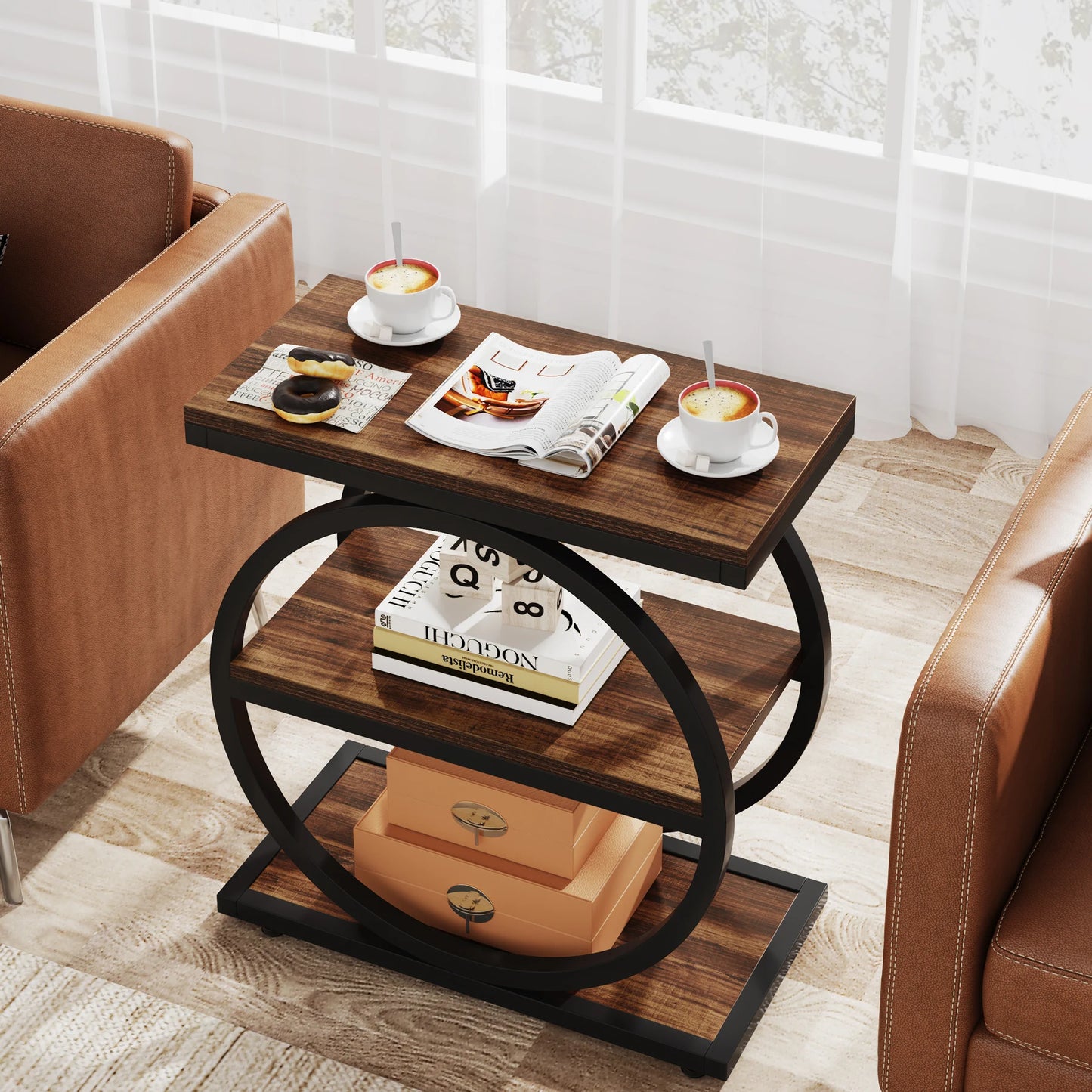 Tribesigns end table shelf detail