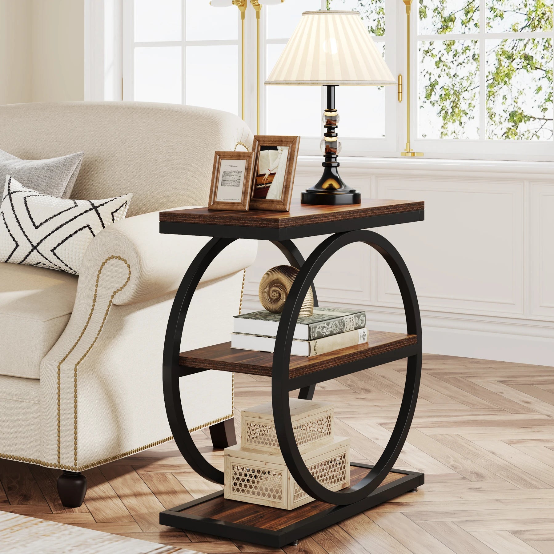 Tribesigns end table beside sofa