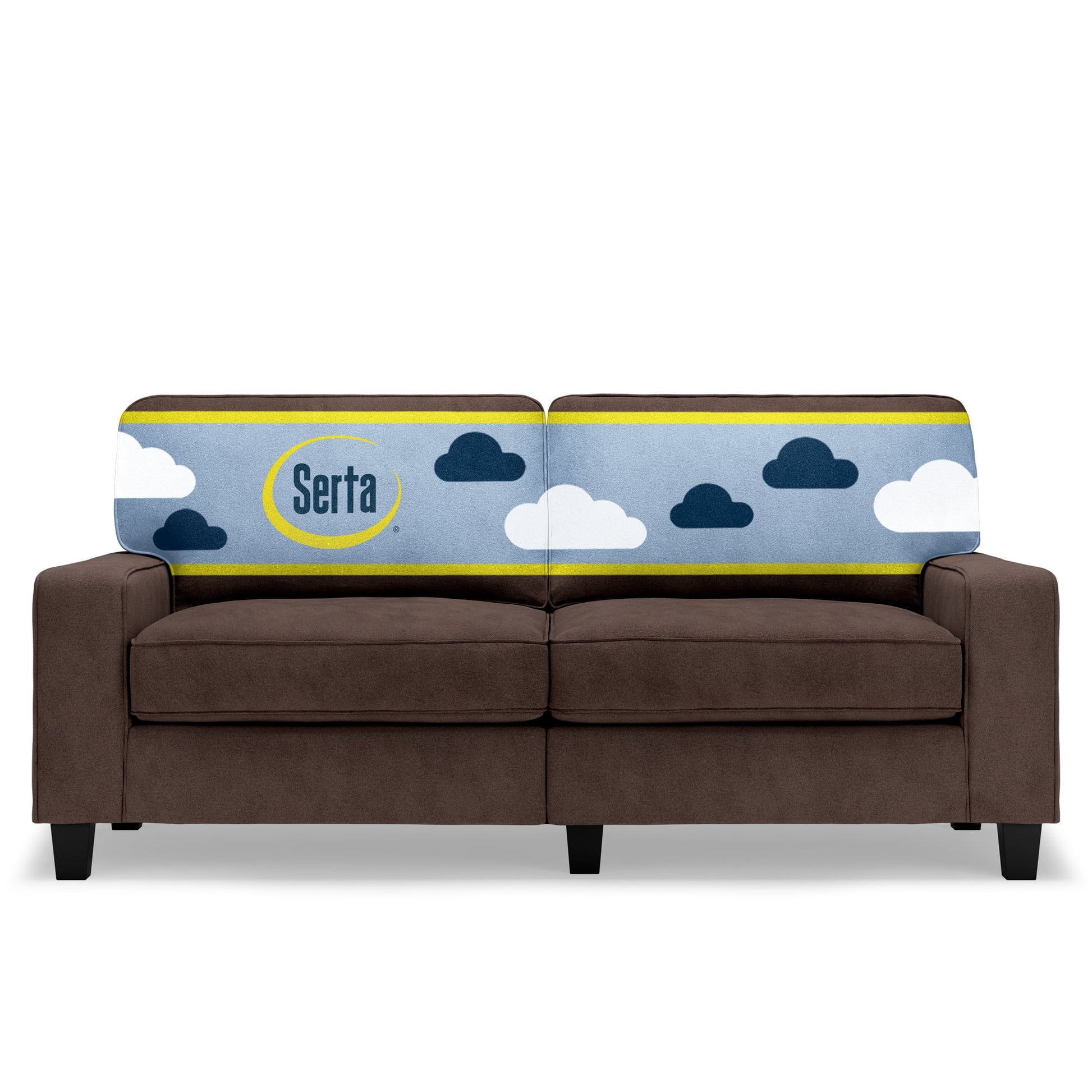 Serta Palisades 73 inch small sofa in dark brown