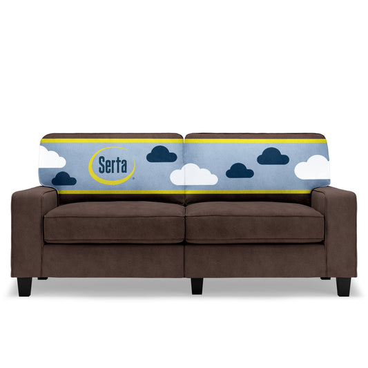 Serta Palisades 73 inch small sofa in dark brown