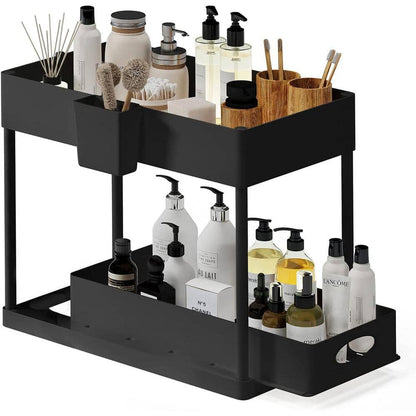 2-Tier Black Under-Sink Organizer